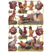 Bunny & Rooster Easter Scraps with Glitter ~ Germany